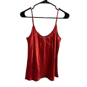 White + Warren Silk Camisole Top Red Sz Medium Sleeveless Scoop Neck Intimate
